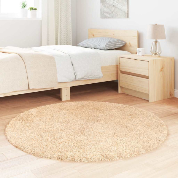 Alfombra peluda de pelo largo NAVARRA beige 120x120cm poliéster M 3