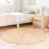 Alfombra peluda de pelo largo NAVARRA beige 120x120cm poliéster 3