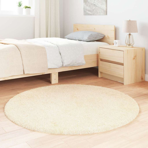 Alfombra peluda de pelo largo NAVARRA crema 120x120cm poliéster M 3