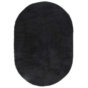 Alfombra peluda de pelo largo NAVARRA negra 300x200cm poliéster H