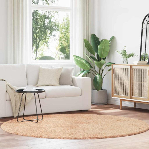 Alfombra peluda de pelo largo NAVARRA beige 200x200cm poliéster D