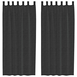 Cortinas de voile com bolsos para varão 2 pcs preto H