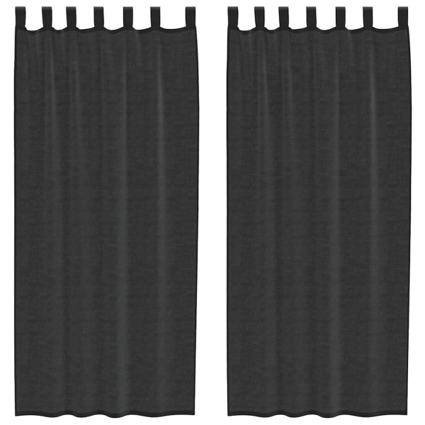 Cortinas de gasa con bolsillos para varillas 2 uds. negro M 2