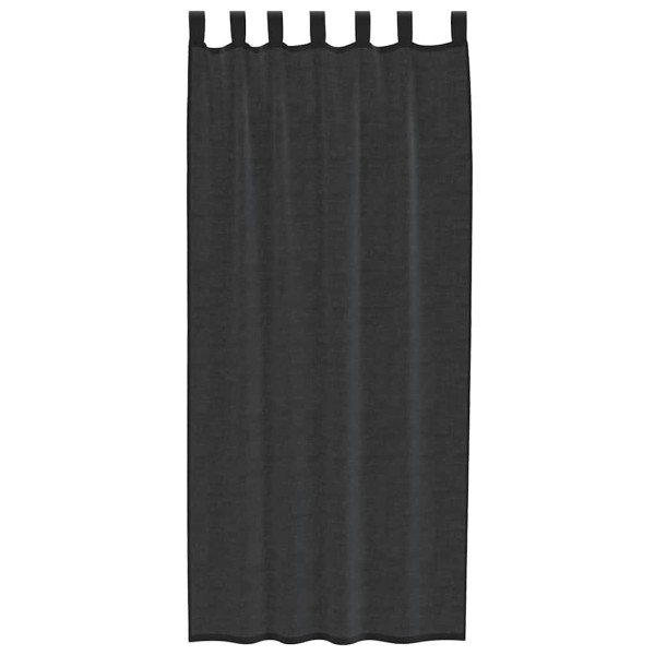 Cortinas de voile com bolsos para varão 2 pcs preto M 4