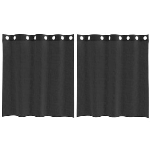 Cortinas de gasa con ojales 2 uds negro 140x140 cm H