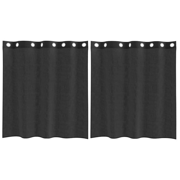 Cortinas de voile com ilhós 2 pcs preto 140x140 cm M 2
