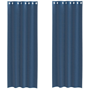Cortinas de voile com ilhós 2 pcs azul real H