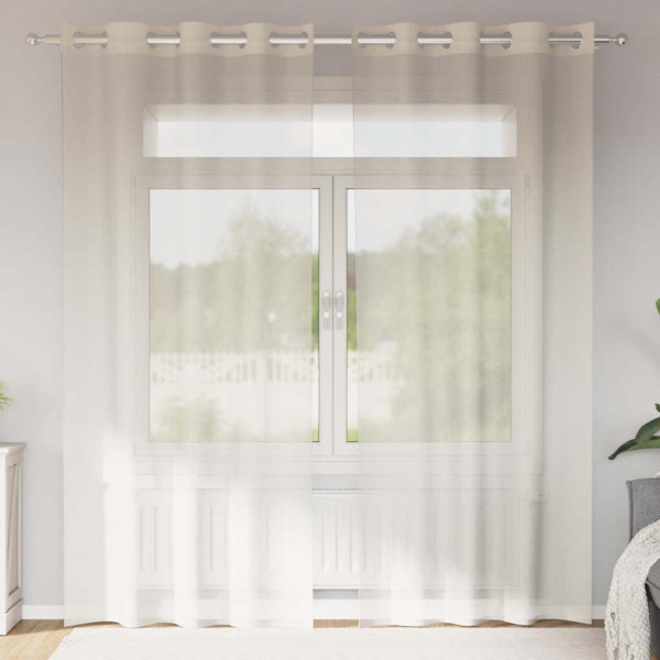 Cortinas de gasa con ojales 2 uds crema 140x225 cm D
