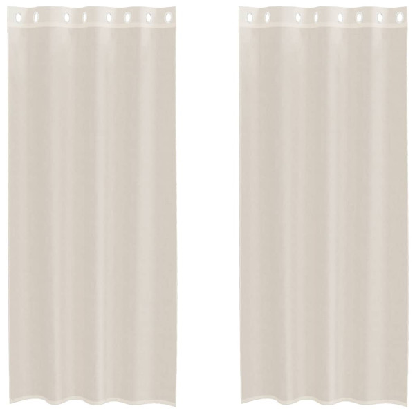 Cortinas de voile com ilhós 2 pcs creme 140x225 cm M 2