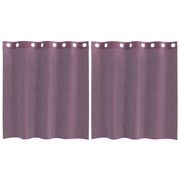 Cortinas de voile com ilhós 2 pcs roxo 140x140 cm M 2