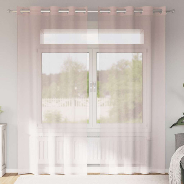 Cortinas de gasa con ojales 2 uds rosa claro 140x245 cm D