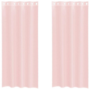 Cortinas de voile com ilhós 2 pcs rosa-claro 140x245 cm H