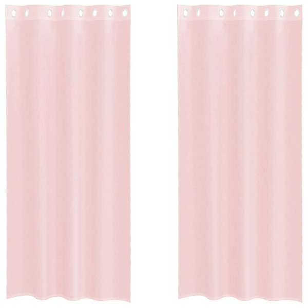 Cortinas de voile com ilhós 2 pcs rosa-claro 140x245 cm M 2