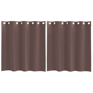 Cortinas de gasa con ojales 2 uds marrón 140x140 cm H