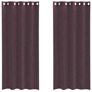 Cortinas de gasa con ojales 2 uds morado 140x225 cm H