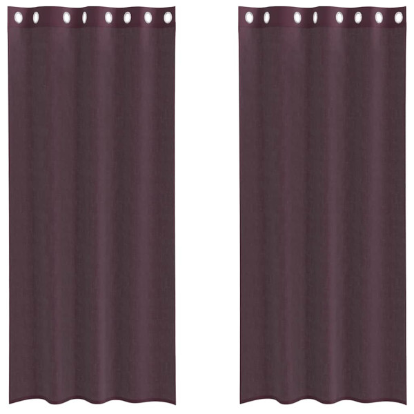 Cortinas de voile com ilhós 2 pcs roxo 140x225 cm M 2