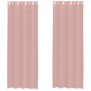 Cortinas de voile com ilhós 2 pcs rosa 140x260 cm H