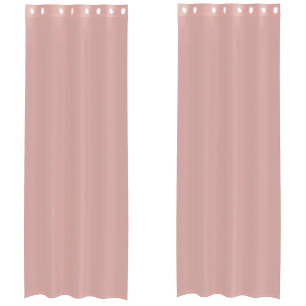 Cortinas de voile com ilhós 2 pcs rosa 140x260 cm M 2