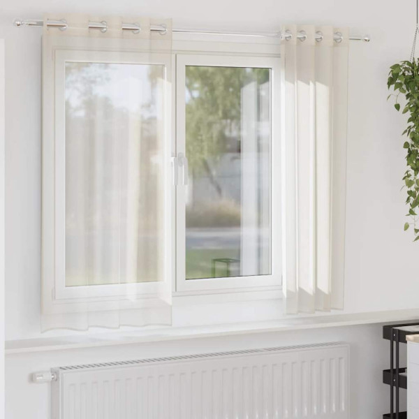 Cortinas de gasa con ojales 2 uds crema 140x140 cm D