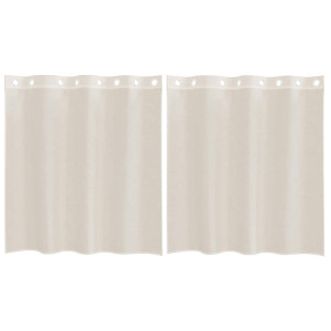 Cortinas de voile com ilhós 2 pcs creme 140x140 cm H
