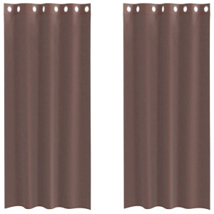 Cortinas de voile com ilhós 2 pcs castanho 140x225 cm H