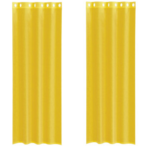 Cortinas de voile com ilhós 2 pcs amarelo H