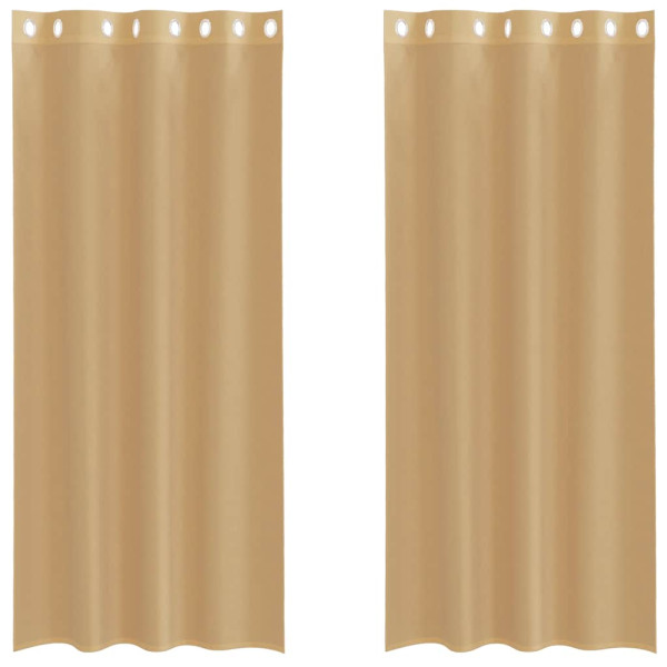 Cortinas de voile com ilhós 2 pcs areia M 2