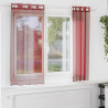 Cortinas de voile com ilhós 2 pcs vermelho tinto 1