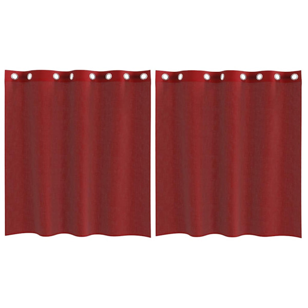 Cortinas de voile com ilhós 2 pcs vermelho tinto M 2