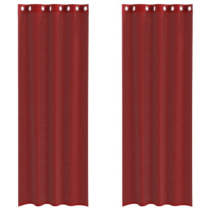 Cortinas de voile com ilhós 2 pcs vermelho tinto H