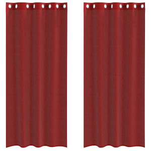 Cortinas de voile com ilhós 2 pcs vermelho tinto H