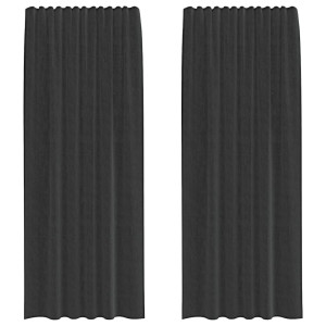 Cortinas de gasa con trabillas 2 uds. negro H