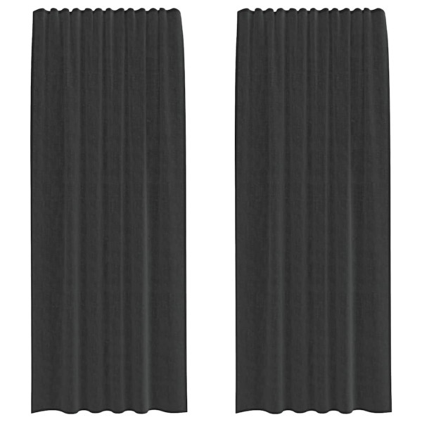 Cortinas de voile com aba 2 pcs preto M 2
