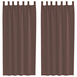 Cortinas de voile com bolsos para varão 2 pcs castanho H