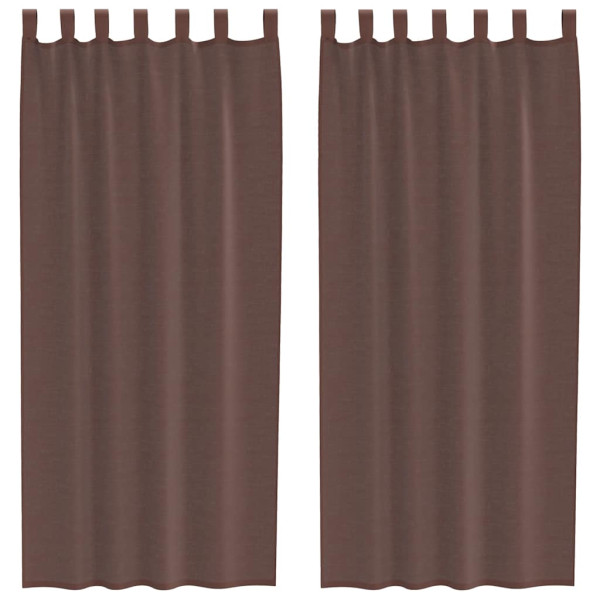Cortinas de voile com bolsos para varão 2 pcs castanho M 2