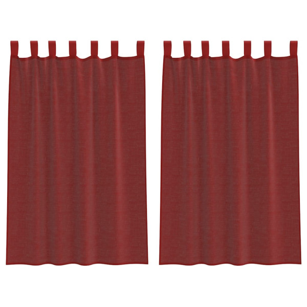 Cortinas de voile com bolsos para varão 2 pcs vermelho tinto M 2