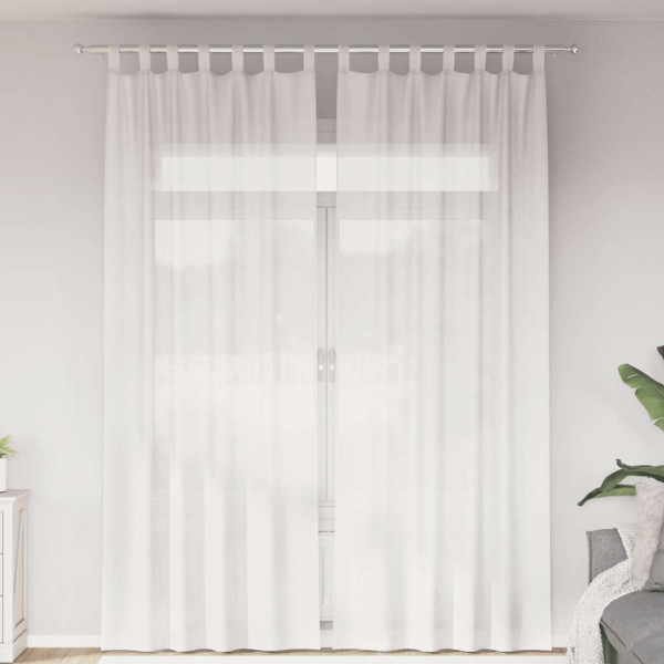 Cortinas de gasa con bolsillos para varillas 2 uds. blanco D