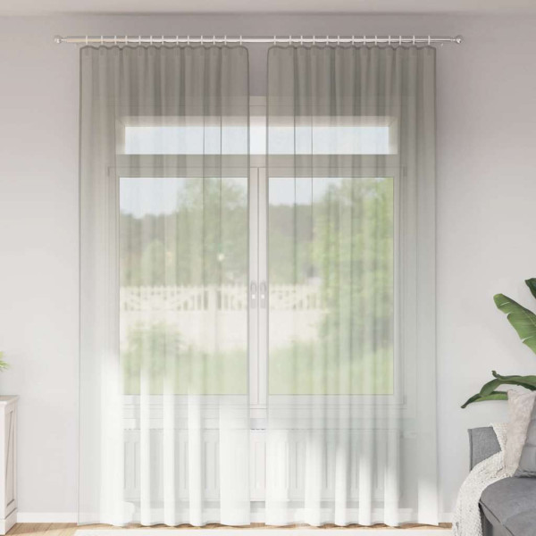 Cortinas de gasa con trabillas 2 uds gris claro 140x260 cm D