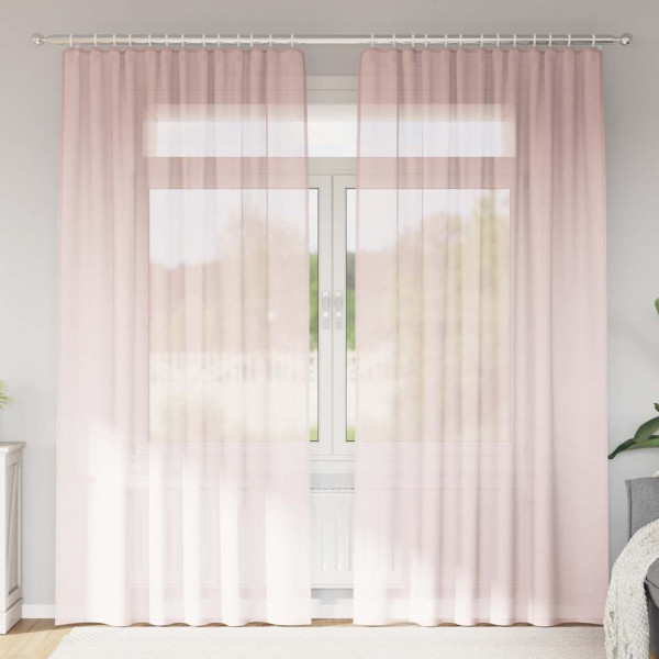 Cortinas de gasa con trabillas 2 uds rosa claro 140x245 cm D