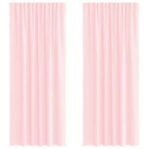 Cortinas de voile com laços 2 pcs rosa-claro 140x245 cm H