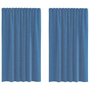 Cortinas de voile com laços 2 pcs azul real 140x175 cm H