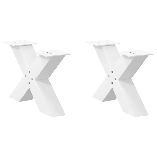 Patas de mesa de centro forma X 2uds acero blanco 50x(30-31) cm D