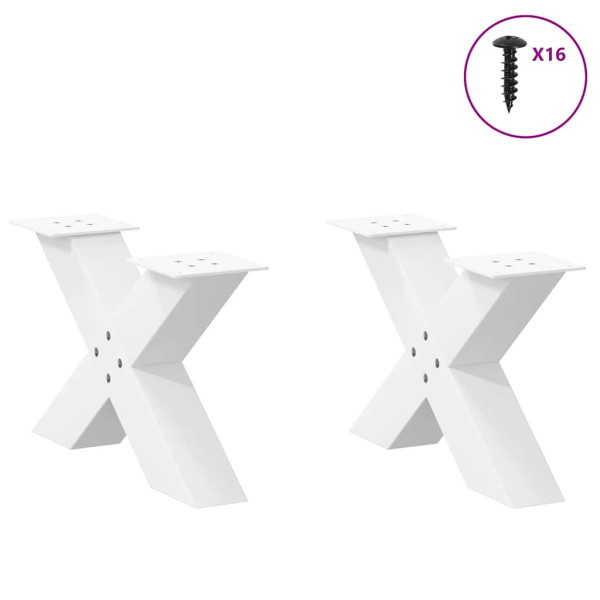 Patas de mesa de centro forma X 2uds acero blanco 50x(30-31) cm M 3