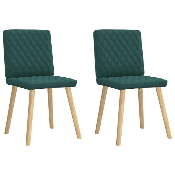 Cadeiras de jantar 2 pcs tecido verde-escuro M 2