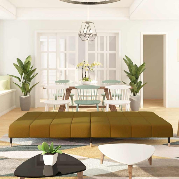 Sofá-cama de 2 lugares veludo castanho M 3