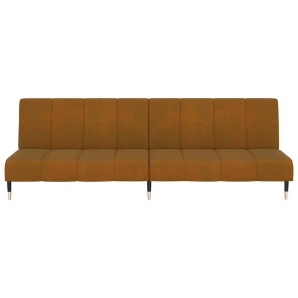 Sofá-cama de 2 lugares veludo castanho M 5