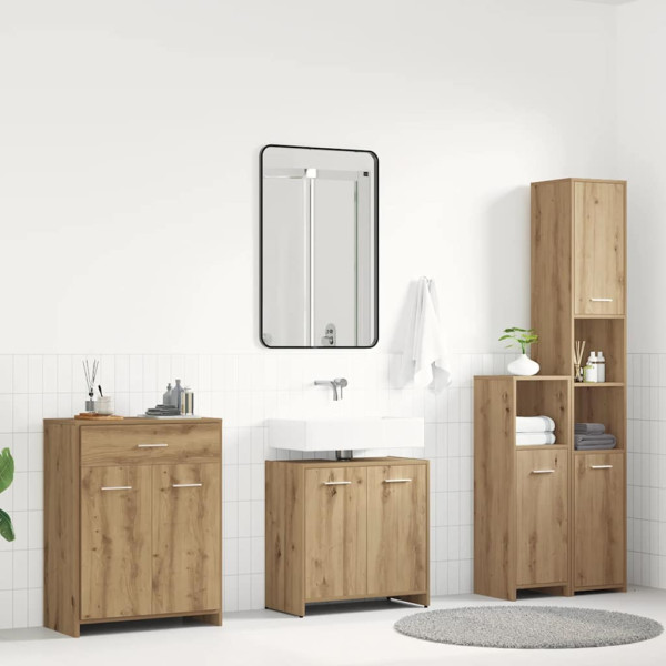 Juego de muebles baño 4 piezas madera ingeniería roble artisan D