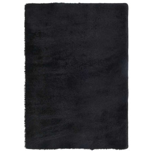 Alfombra peluda de pelo largo NAVARRA negra 120x170cm poliéster H
