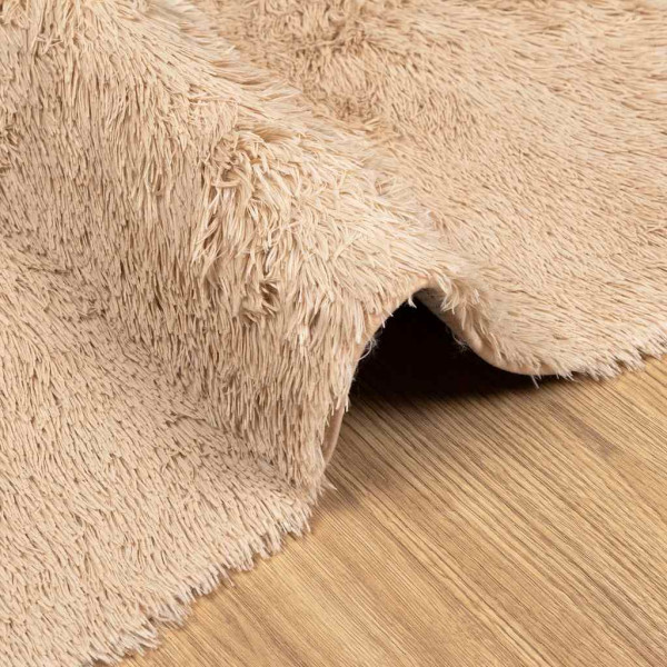 Tapete shaggy de pelo alto NAVARRA 160x160 cm poliéster bege M 5