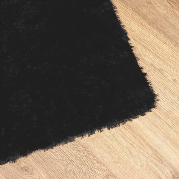 Alfombra peluda de pelo largo NAVARRA negra 120x120cm poliéster M 4